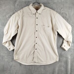 Vintage J Crew Button Shirt Men 2XL Beige Corduroy Button Down Work 90s Y2K